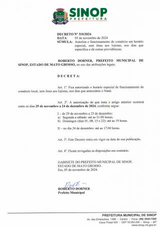 Decreto Prefeitura Sinop CDL