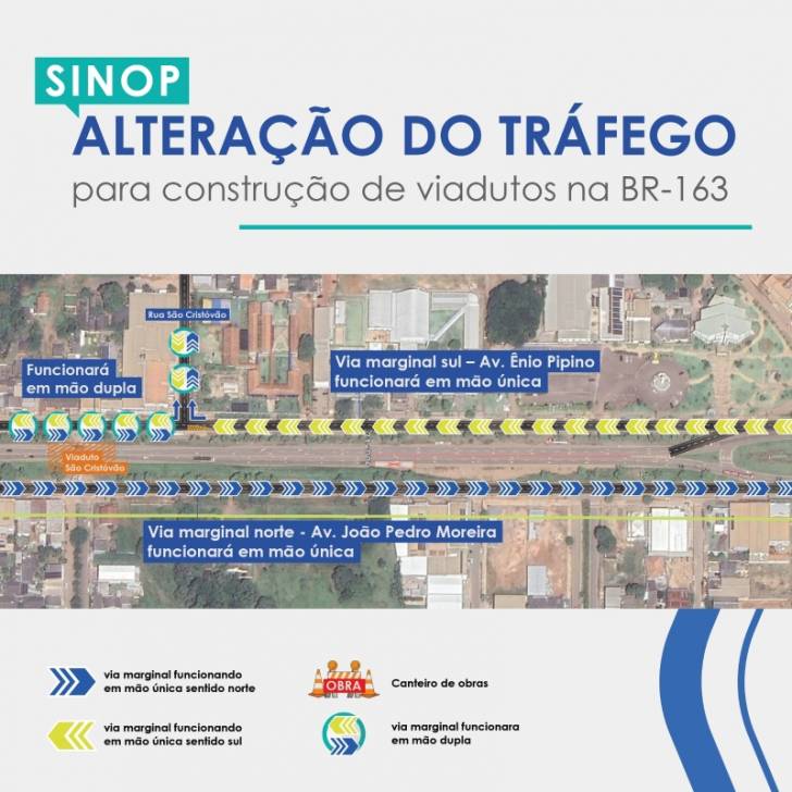 Vias paralelas às BR-163 serão mão única em Sinop