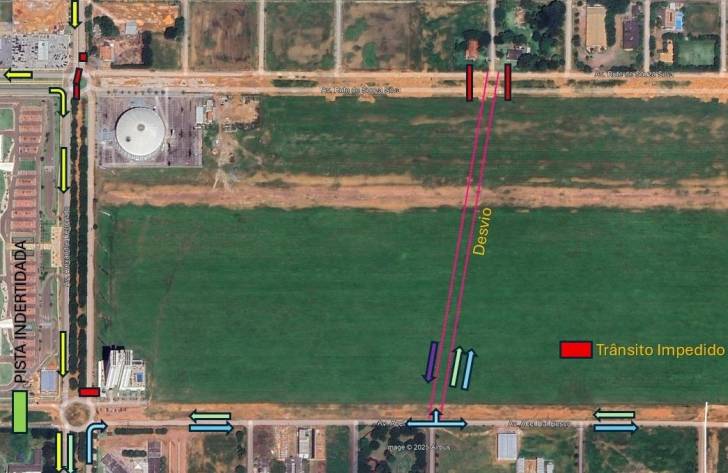 Obras interditam parcialmente rotatória na Av. Alexandre Ferronato