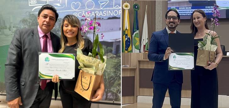 Gerente executiva e jornalista da CDL Sinop são homenageadas pela Câmara com Prêmio Mulheres Destaques 2026