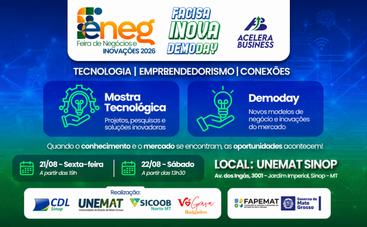 FENEG 2026 reúne tecnologia, empreendedorismo e inovação em Sinop